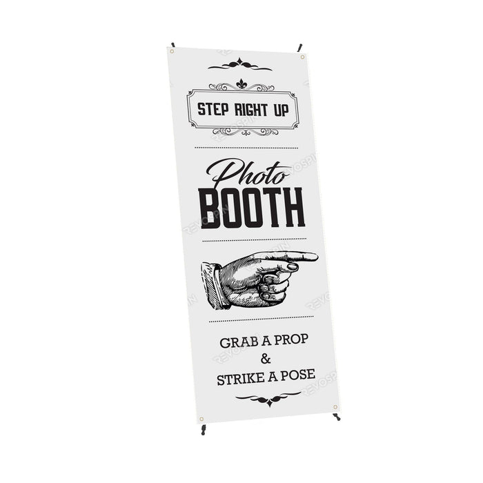 "Step Right Up" Photo Booth Banner X-Banner Stand (Sm) - Adept Signs
