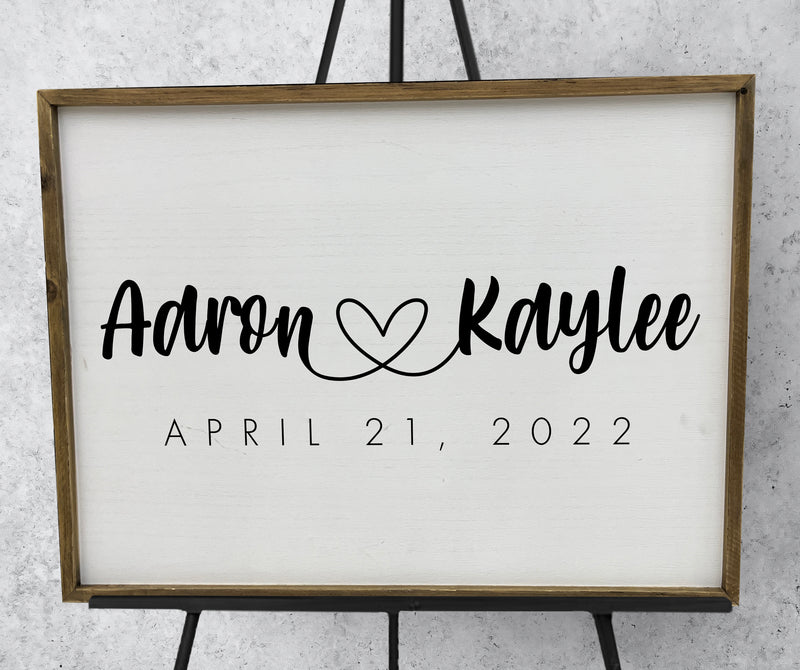 Wooden Wedding Sign w/ Frame 28" x 21"