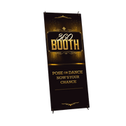 Black & Gold 360 Booth Banner X-Banner Stand (Sm) - Adept Signs