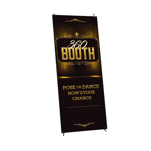 Black & Gold 360 Booth Banner X-Banner Stand (Sm) - Adept Signs
